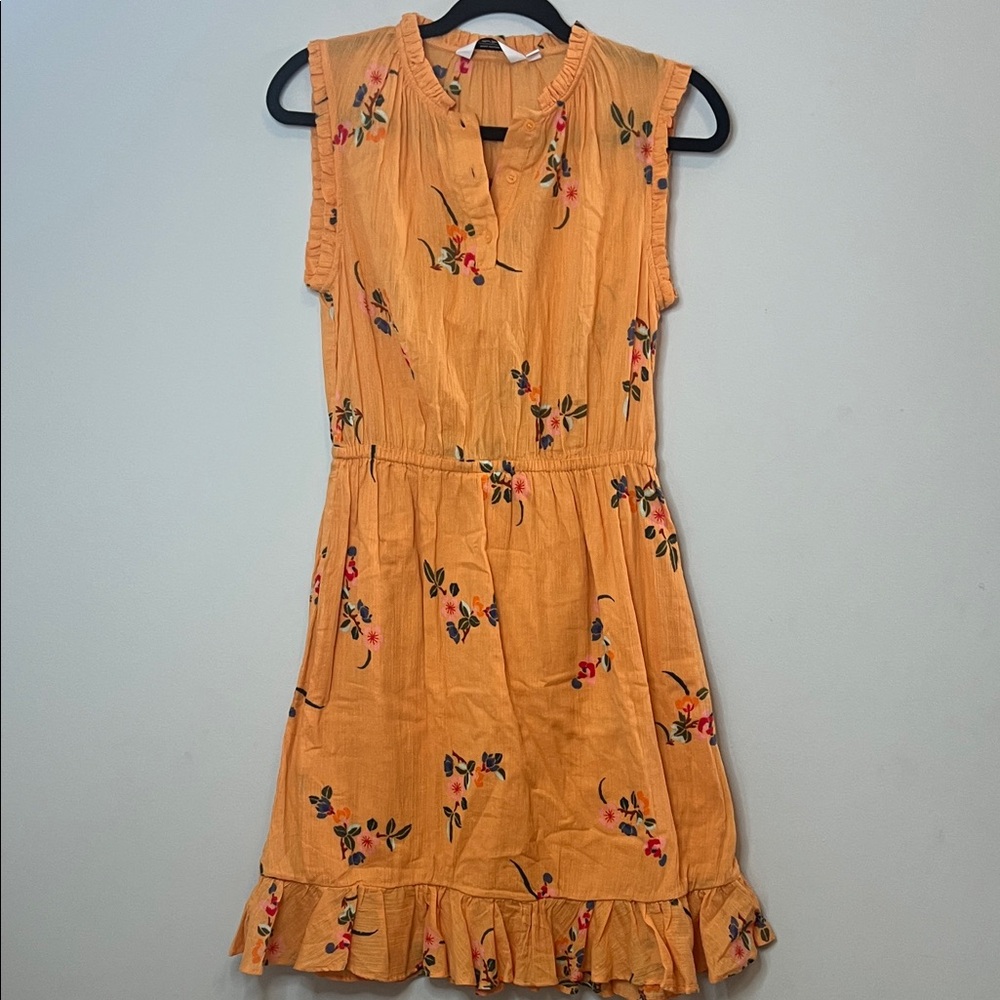 Paris Atelier & Other Stories Women's Orange Floral Sleeveless Mini Dress Size 4